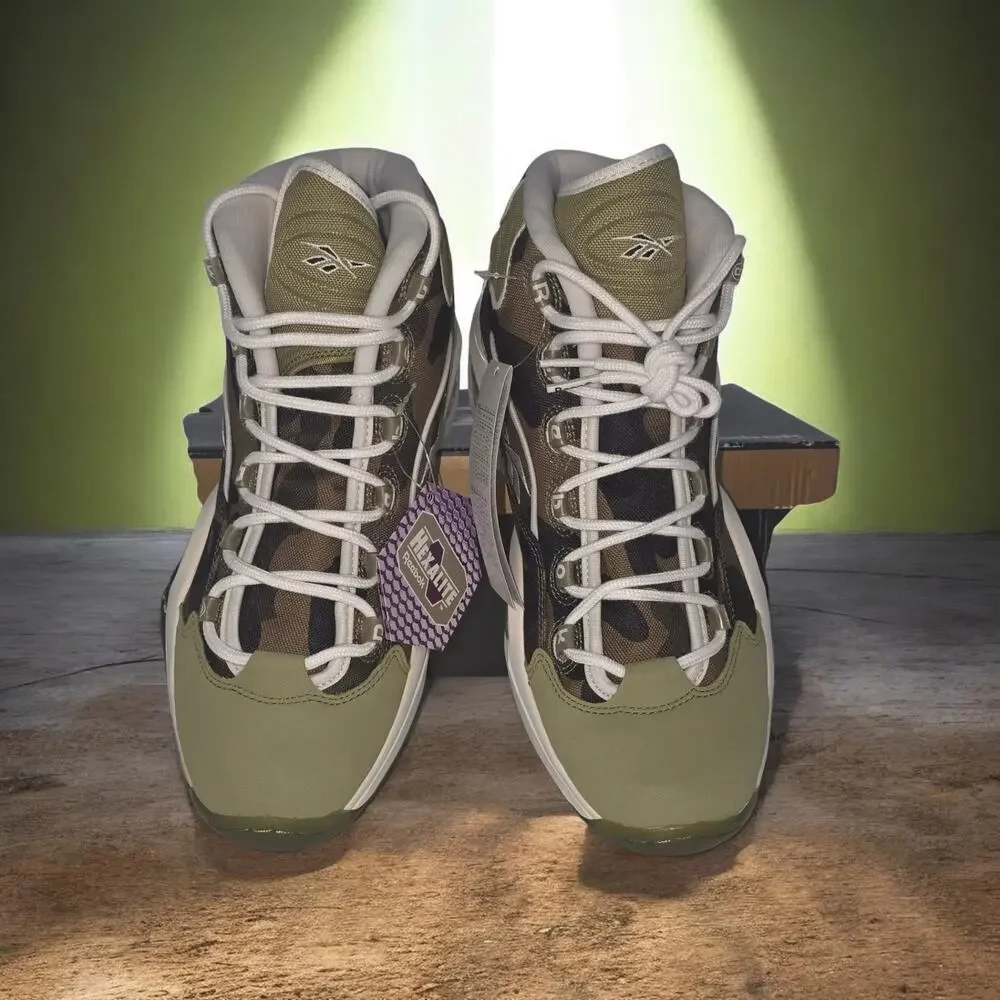 NWT - Reebok x Bape x Mita Question Mid 1st Camo Green White BD4232 Mens Size 11